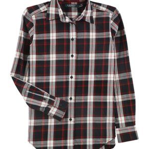 Ralph Lauren Womens Jamelko Button Up Shirt, Red & Black, X-Large
